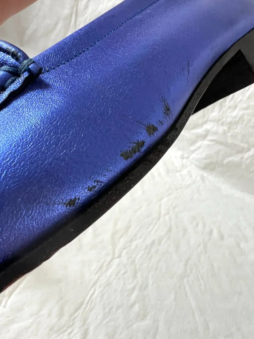 Bruno Magli loafers metallic blue leather EU 39 US womens 9 slip on shoes